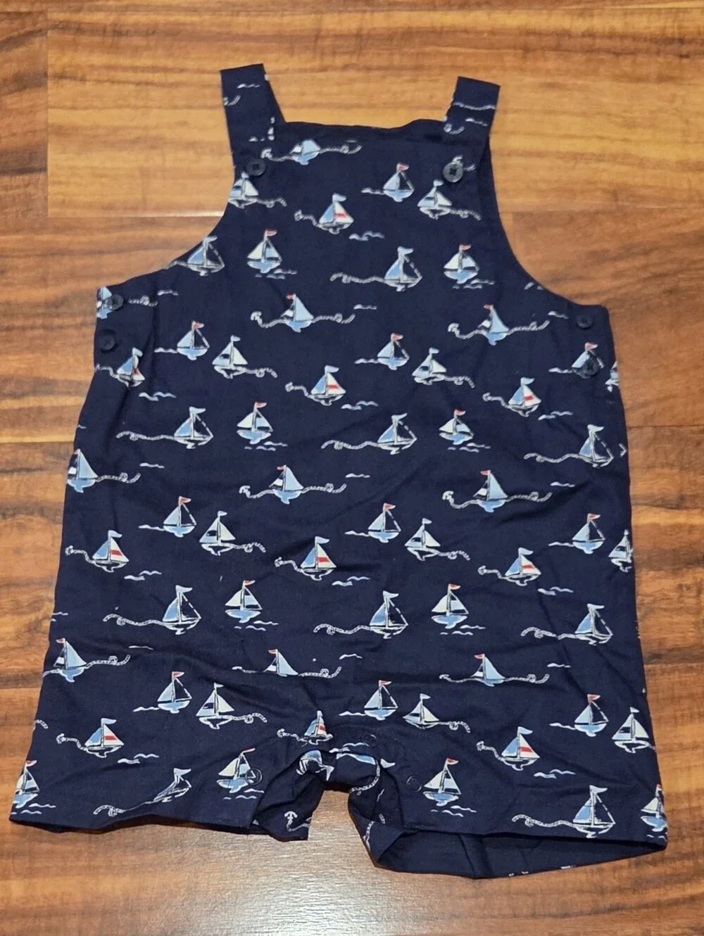Janie and Jack NWT 6-12 Months Sailboat Shortall, Bodysuit and Reversible Sunhat